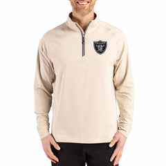 Las Vegas Raiders Cutter & Buck Adapt Eco Knit Stretch Recycled Quarter-Zip Pullover Tan | NFL