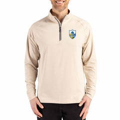 Los Angeles Chargers Cutter & Buck Throwback Logo Adapt Eco Knit Stretch Recycled Quarter-Zip Pullover Tan | NFL