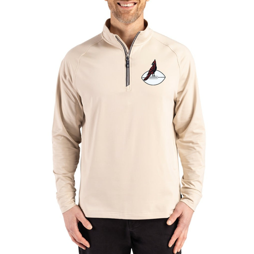 Arizona Cardinals Cutter & Buck Throwback Logo Adapt Eco Knit Stretch Recycled Quarter-Zip Pullover Tan | NFL