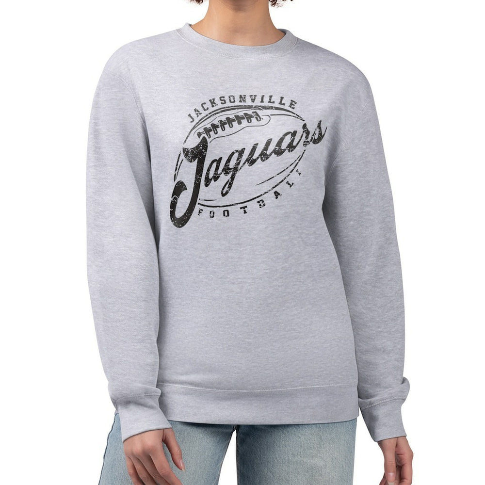 Jacksonville Jaguars G-III 4Her by Carl Banks Women's Distressed Graphics Fleece Pullover Sweatshirt Gray | NFL