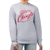 Kansas City Chiefs G-III 4Her by Carl Banks Women's Distressed Graphics Fleece Pullover Sweatshirt Gray | NFL