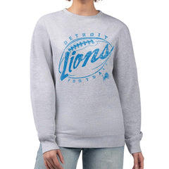 Detroit Lions G-III 4Her by Carl Banks Women's Distressed Graphics Fleece Pullover Sweatshirt Gray | NFL