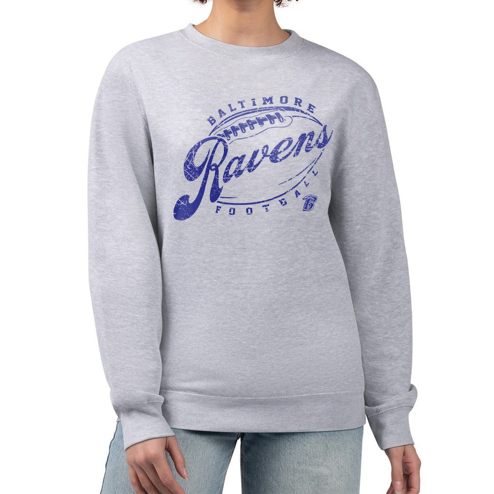 Baltimore Ravens G-III 4Her by Carl Banks Women's Distressed Graphics Fleece Pullover Sweatshirt Gray | NFL