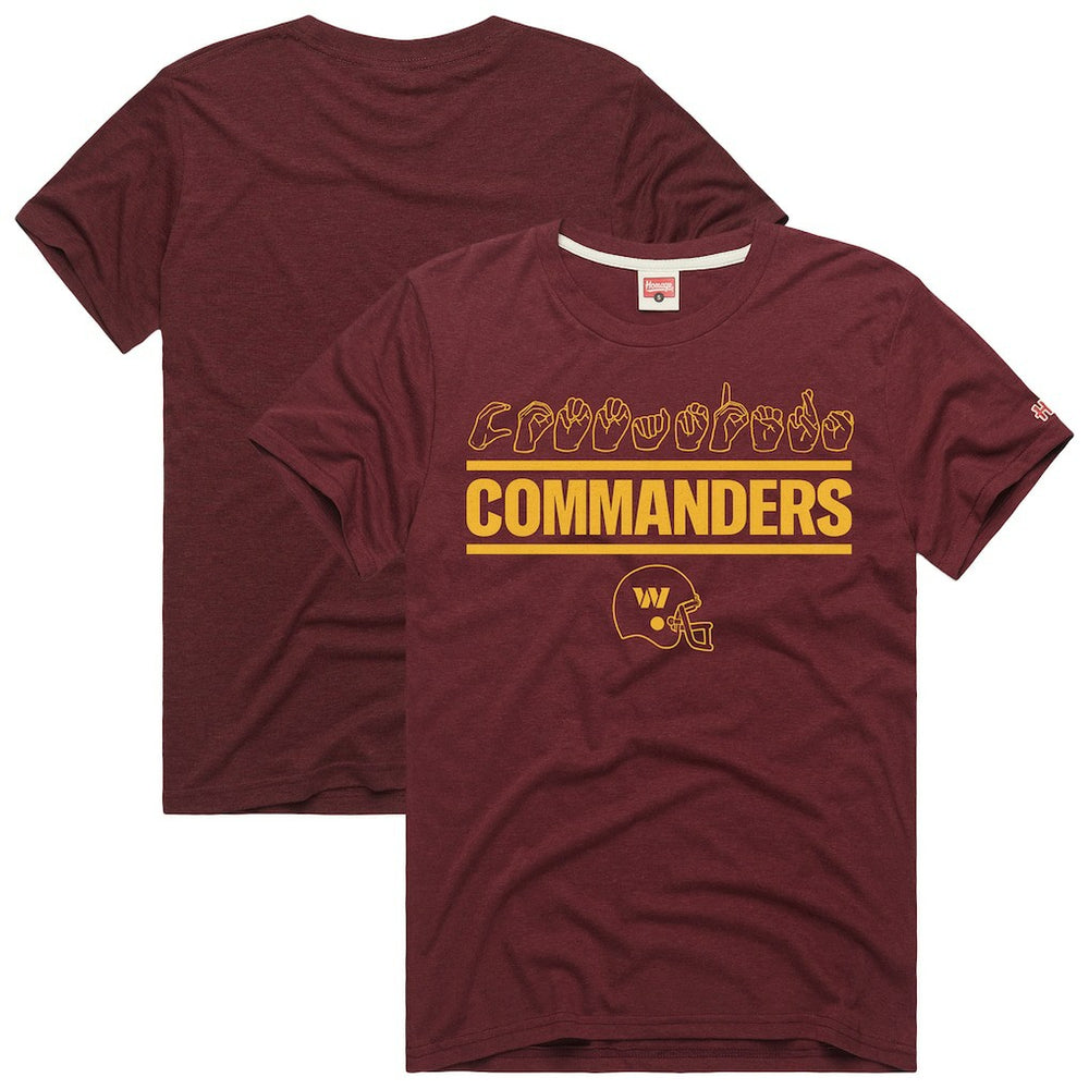 Washington Commanders Homage Unisex NFL ASL Collection by Love Sign Tri-Blend T-Shirt Burgundy | NFL