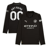 Manchester City 2025/26 Away Replica Long Sleeve Custom Jersey Black | Puma cheap