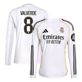 Federico Valverde Real Madrid 2025/26 Home Replica Long Sleeve Jersey White | Adidas discount