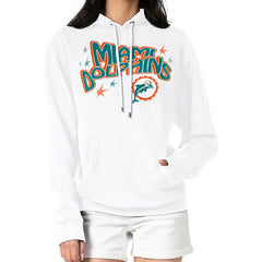 Miami Dolphins Starter Women's Fireworks Fleece Pullover Hoodie White | NFL