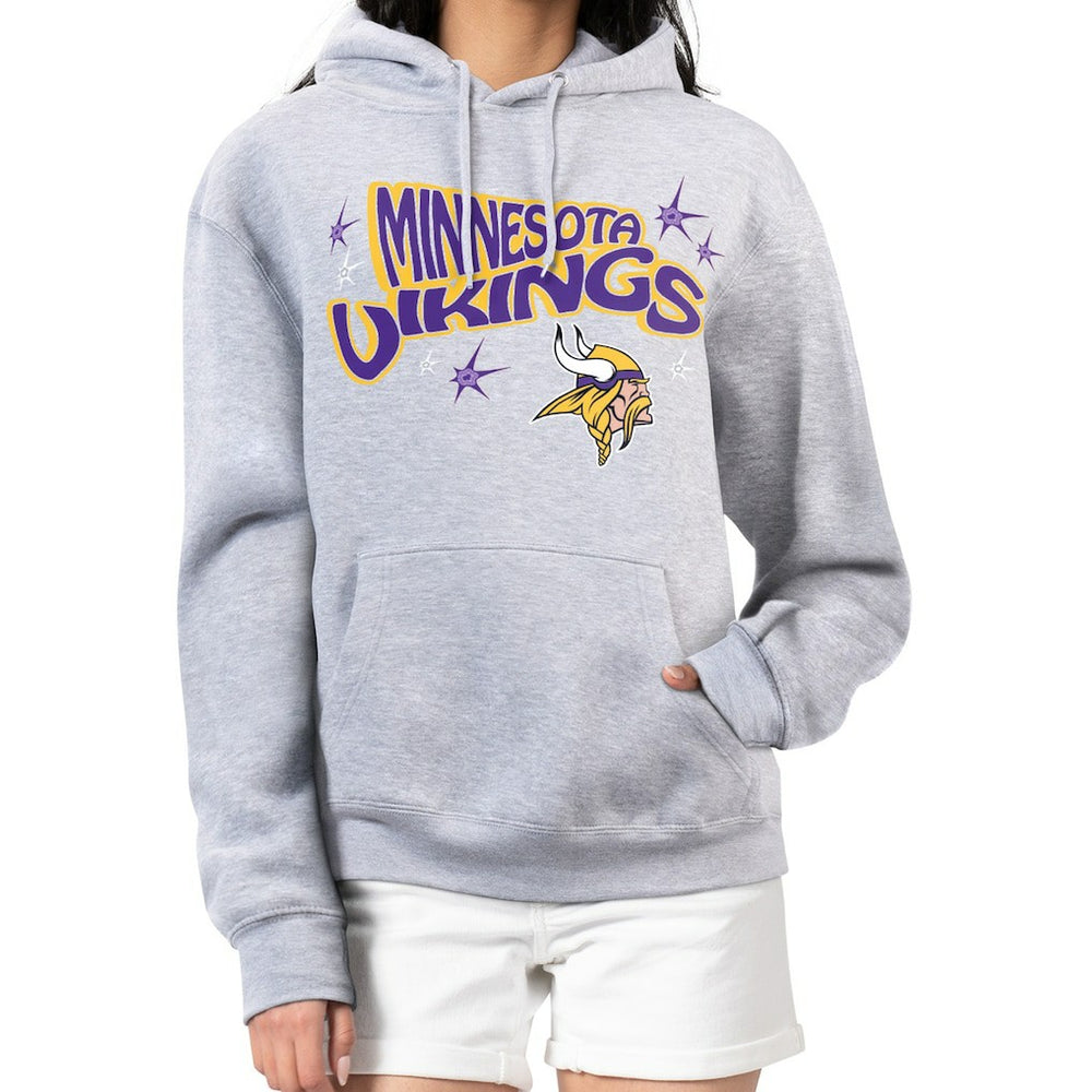 Minnesota Vikings Starter Women's Fireworks Fleece Pullover Hoodie Gray | NFL