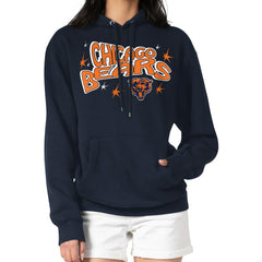 Chicago Bears Starter Women's Fireworks Fleece Pullover Hoodie Navy | NFL