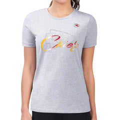 Kansas City Chiefs G-III 4Her by Carl Banks Women's Super-Slim Fit Lightweight Shadow Logo T-Shirt Gray | NFL