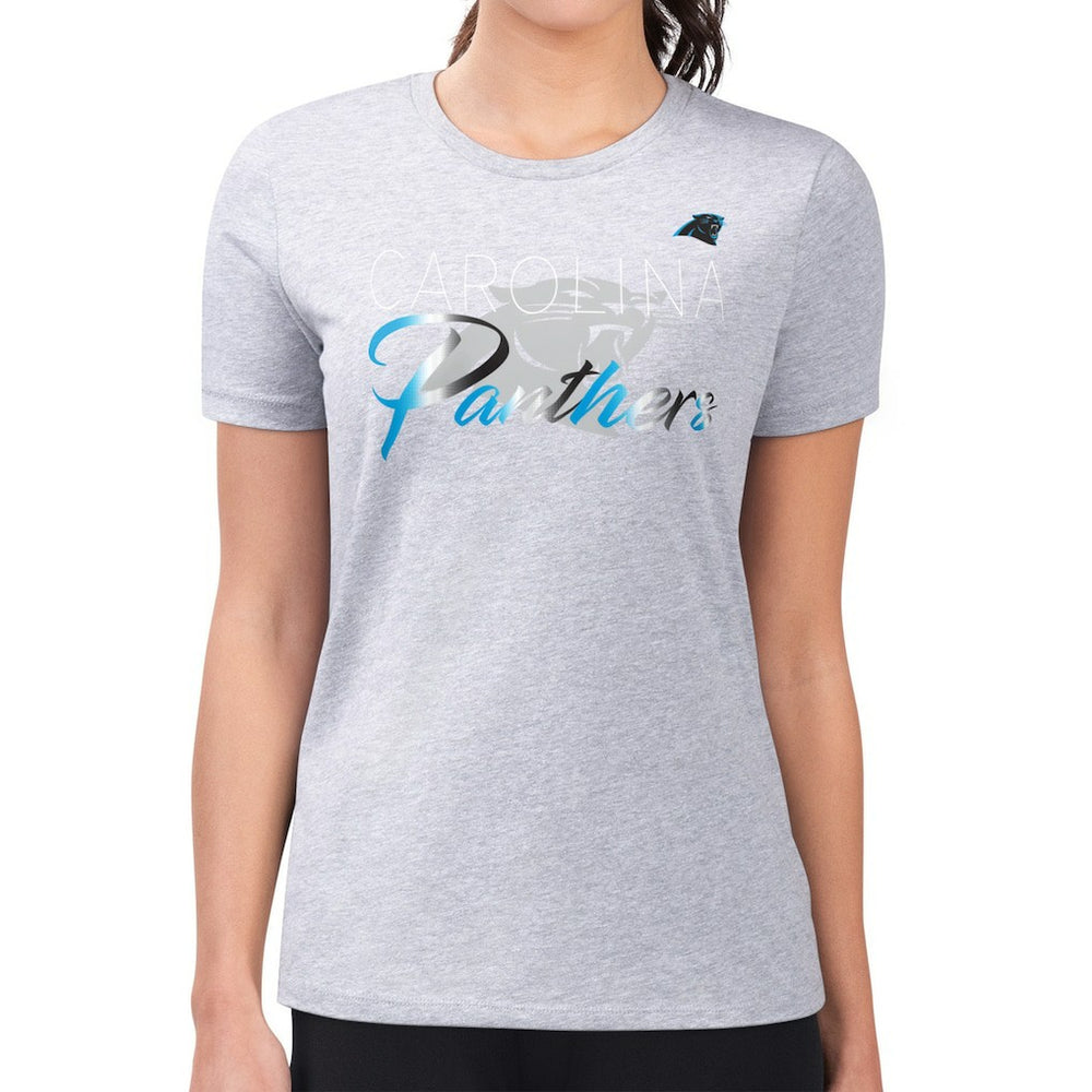 Carolina Panthers G-III 4Her by Carl Banks Women's Super-Slim Fit Lightweight Shadow Logo T-Shirt Gray | NFL