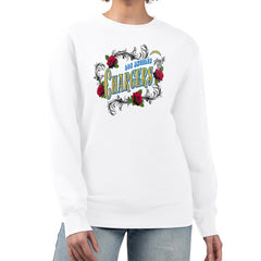 Los Angeles Chargers G-III 4Her by Carl Banks Women's Roses Fleece Tri-Blend Pullover Sweatshirt White | NFL