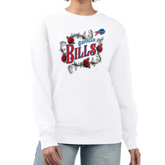 Buffalo Bills G-III 4Her by Carl Banks Women's Roses Fleece Tri-Blend Pullover Sweatshirt White | NFL