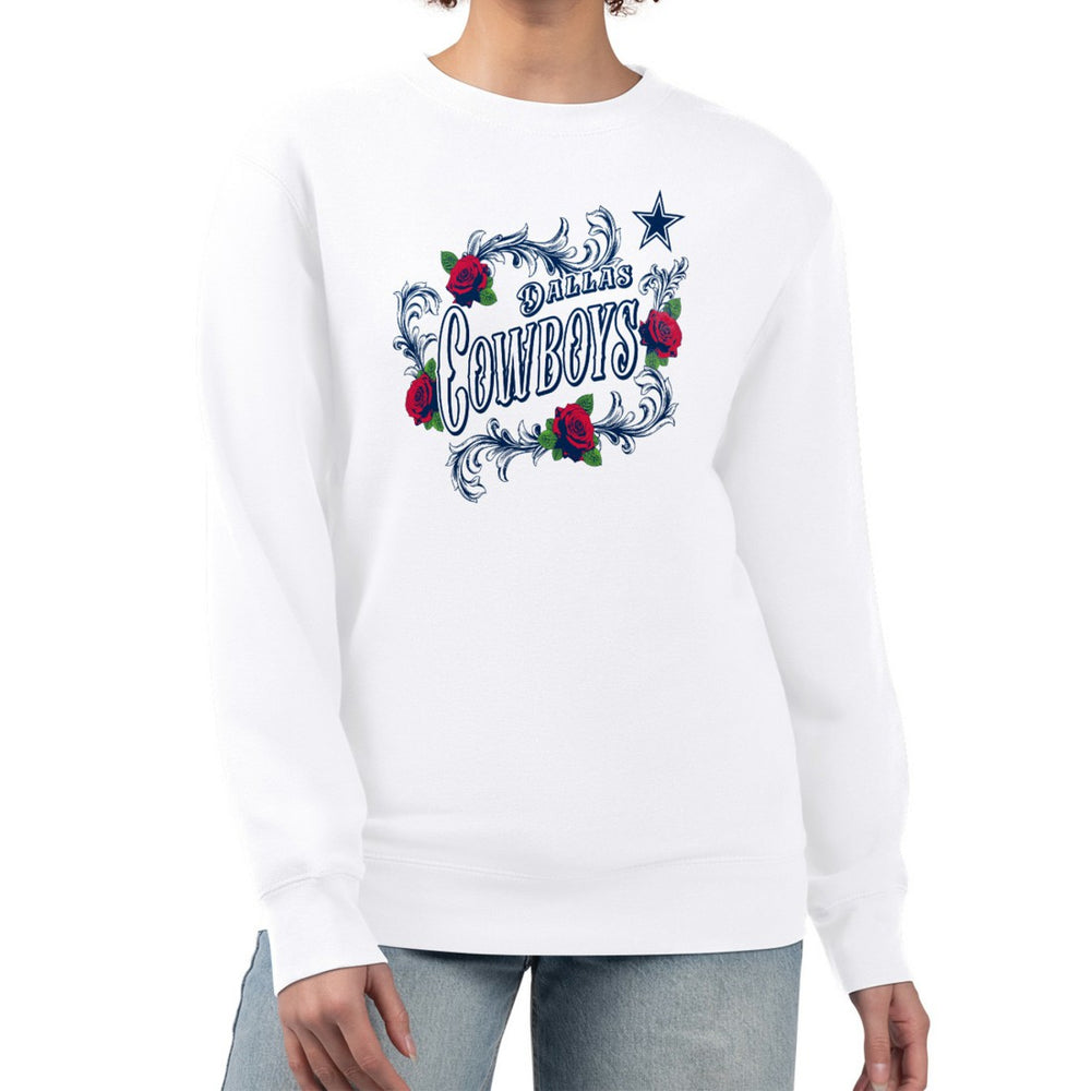 Dallas Cowboys G-III 4Her by Carl Banks Women's Roses Fleece Tri-Blend Pullover Sweatshirt White | NFL