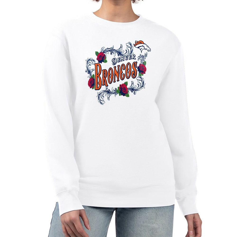 Denver Broncos G-III 4Her by Carl Banks Women's Roses Fleece Tri-Blend Pullover Sweatshirt White | NFL