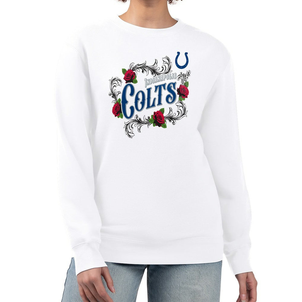 Indianapolis Colts G-III 4Her by Carl Banks Women's Roses Fleece Tri-Blend Pullover Sweatshirt White | NFL