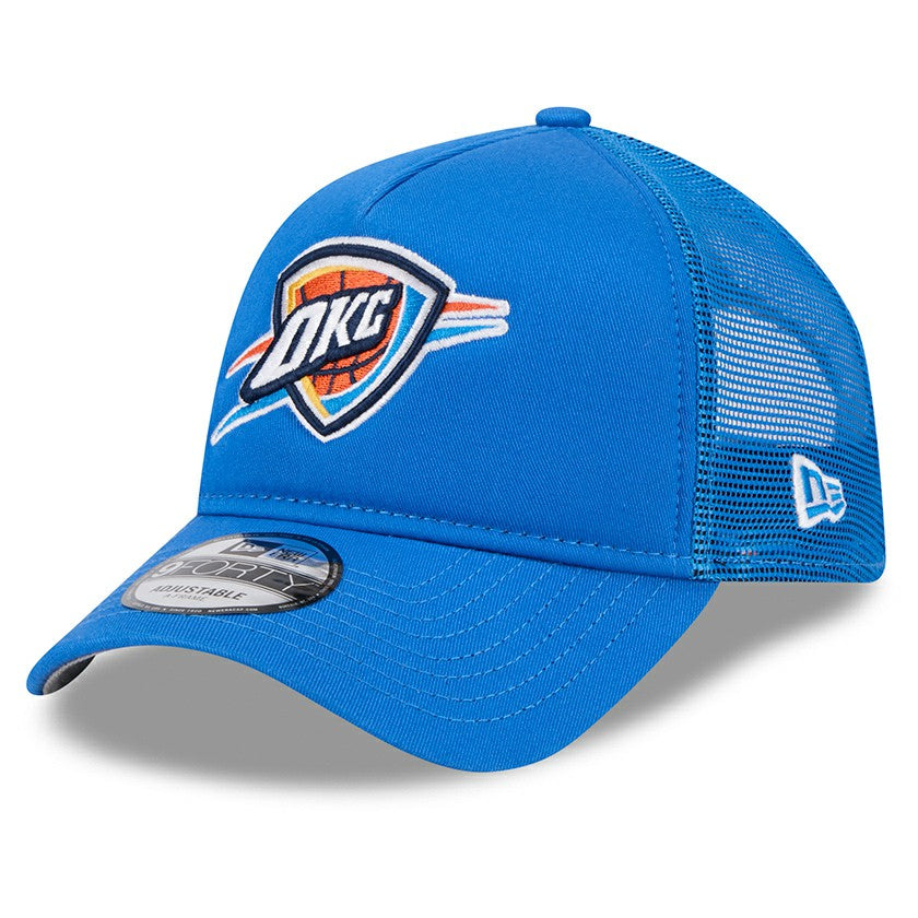 Oklahoma City Thunder Core Logo Foam Front A-Frame 9FORTY Adjustable Trucker Hat Blue - NBA