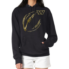 Washington Commanders G-III 4Her by Carl Banks Women's Metallic Print Football Sketch Fleece Pullover Hoodie Black | NFL
