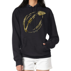 Kansas City Chiefs G-III 4Her by Carl Banks Women's Metallic Print Football Sketch Fleece Pullover Hoodie Black | NFL