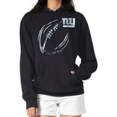 New York Giants G-III 4Her by Carl Banks Women's Metallic Print Football Sketch Fleece Pullover Hoodie Black | NFL