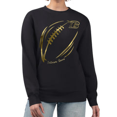 Baltimore Ravens G-III 4Her by Carl Banks Women's Metallic Print Football Sketch Fleece Crewneck Sweatshirt Black | NFL