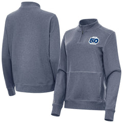 Seattle Seahawks Antigua Women's 50th Season Crush Quarter-Zip Pullover Heather Navy | NFL