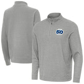 Seattle Seahawks Antigua 50th Season Subtle Quarter-Zip Pullover Heather Gray | NFL