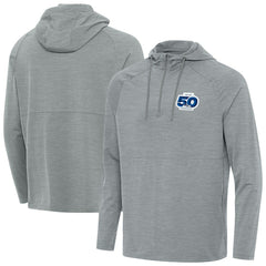 Seattle Seahawks Antigua 50th Season Spikes Raglan Quarter-Zip Hoodie Heather Gray | NFL