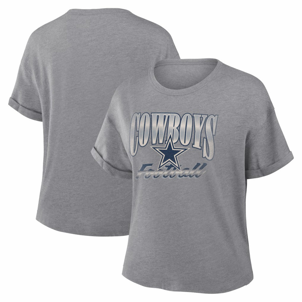 Dallas Cowboys Women's Overplayed Tribute Tri-Blend Boxy T-Shirt Heather Gray | Fanatics