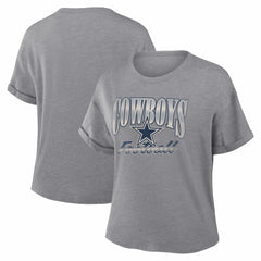 Dallas Cowboys Women's Overplayed Tribute Tri-Blend Boxy T-Shirt Heather Gray | Fanatics