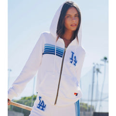 Los Angeles Dodgers Aviator Nation x MLB Unisex Five-Stripe Tri-Blend Full-Zip Hoodie - MLB