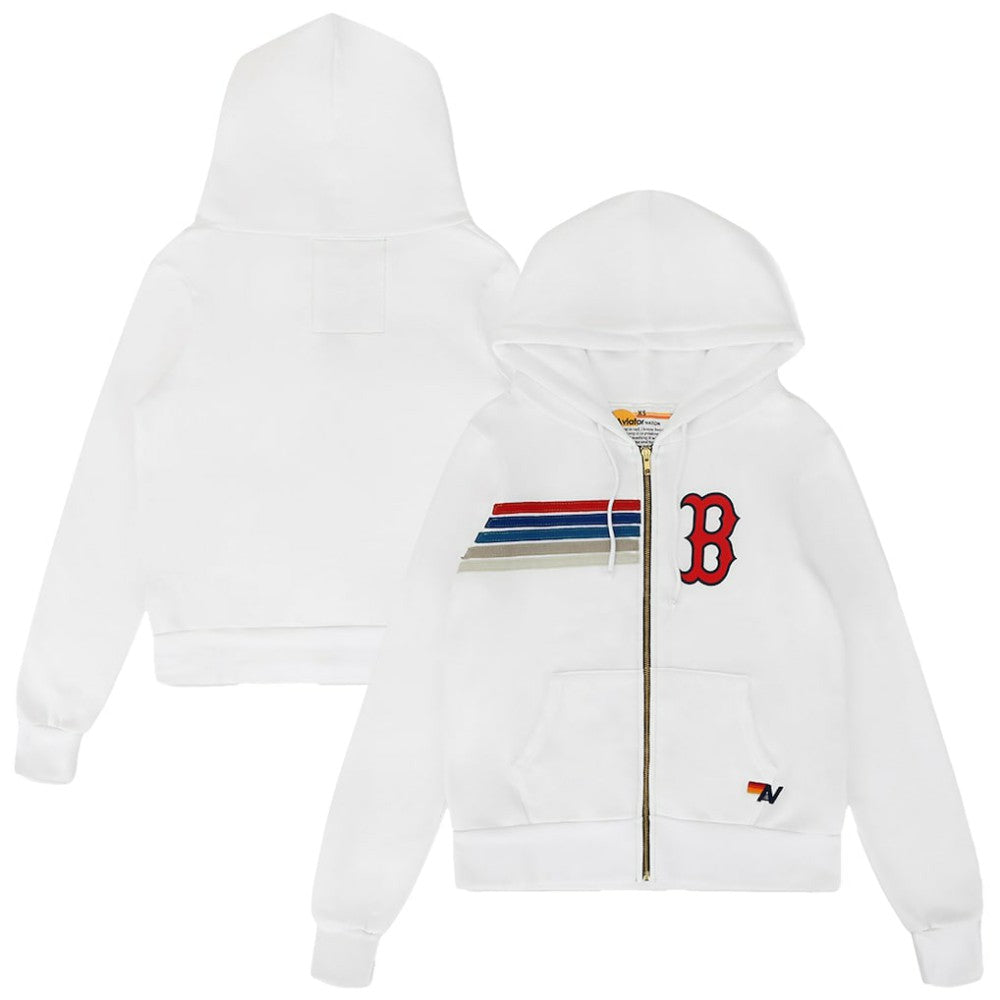 Boston Red Sox Aviator Nation x MLB Unisex Five-Stripe Tri-Blend Full-Zip Hoodie - MLB