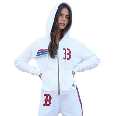 Boston Red Sox Aviator Nation x MLB Unisex Five-Stripe Tri-Blend Full-Zip Hoodie - MLB
