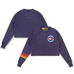 Texas Rangers Aviator Nation x MLB Women's Rugby Stitch Cropped Tri-Blend Pullover Sweatshirt - MLB