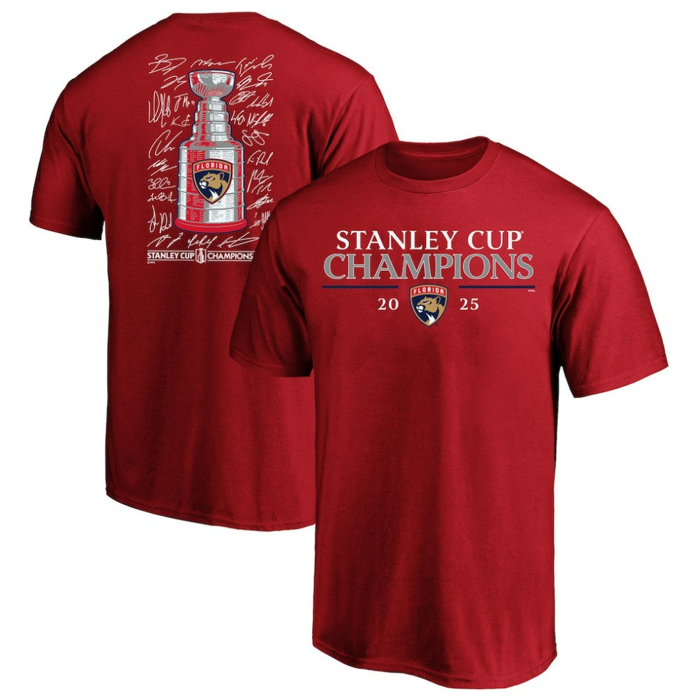 Florida Panthers Fanatics 2025 Stanley Cup Champions Big & Tall Roster T-Shirt - Red - NHL