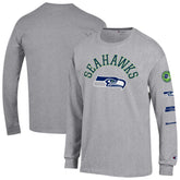 Seattle Seahawks Champion Seal Long Sleeve T-Shirt Heather Gray | NFL