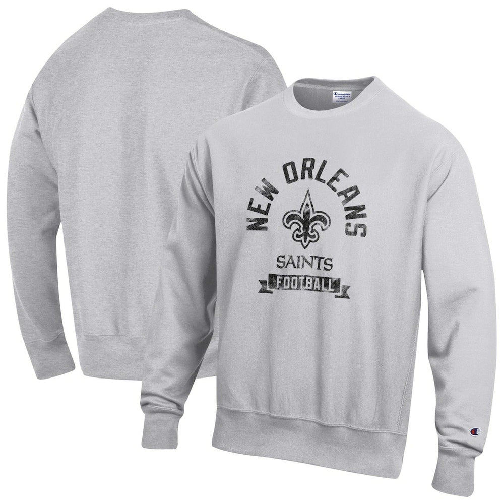 New Orleans Saints Champion Reverse Weave Fleece Pullover Sweatshirt Heather Gray | NFL
