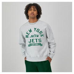 New York Jets Champion Reverse Weave Fleece Pullover Sweatshirt Heather Gray | NFL