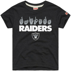 Las Vegas Raiders Homage Youth Love Sign x ASL 2.0 Tri-Blend T-Shirt Charcoal | NFL