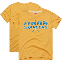 Los Angeles Chargers Homage Youth Love Sign x ASL 2.0 Tri-Blend T-Shirt Gold | NFL