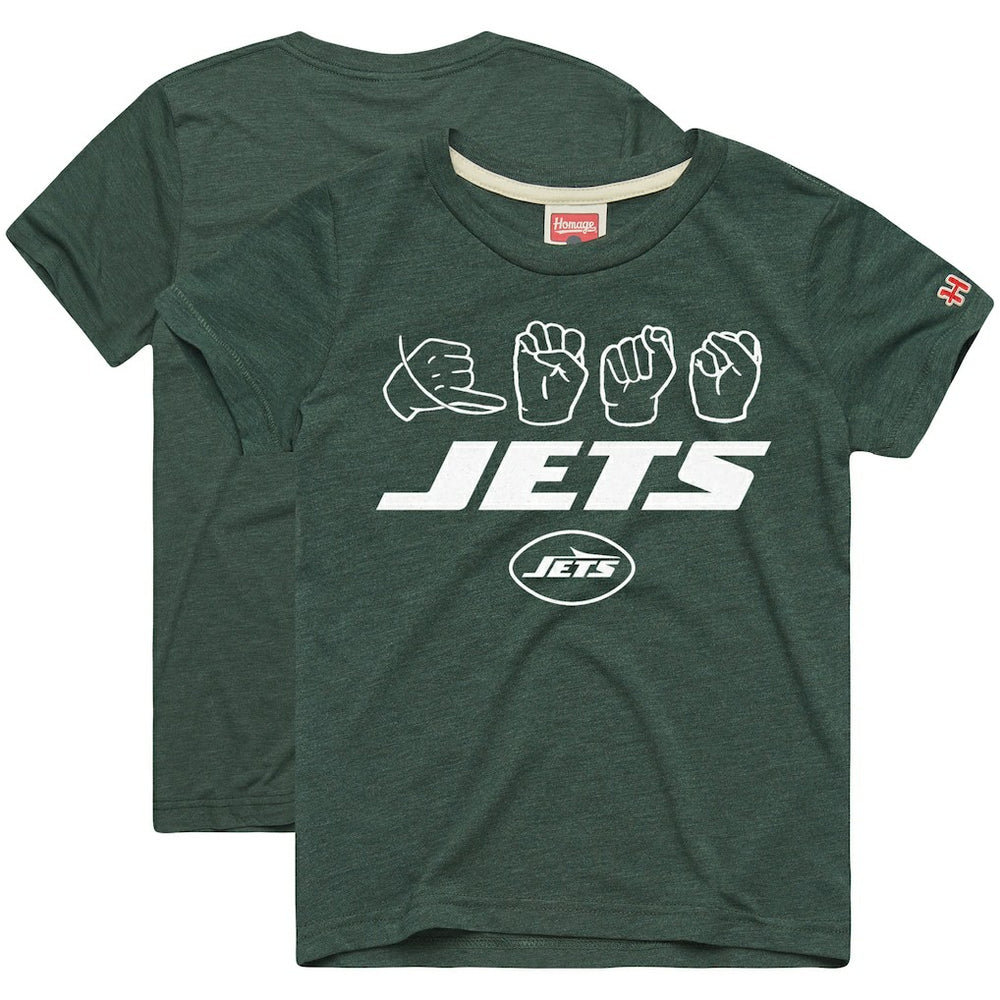 New York Jets Homage Youth Love Sign x ASL 2.0 Tri-Blend T-Shirt Green | NFL