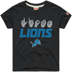 Detroit Lions Homage Youth Love Sign x ASL 2.0 Tri-Blend T-Shirt Charcoal | NFL