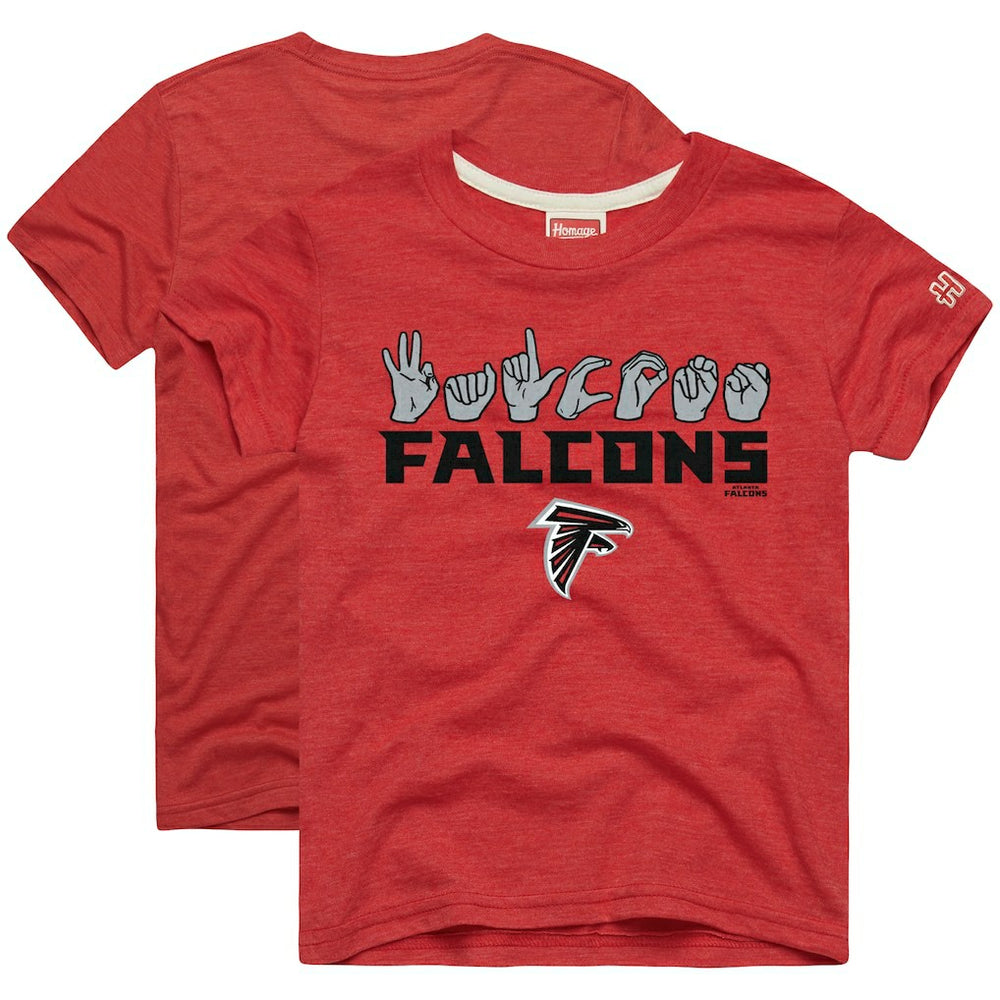 Atlanta Falcons Homage Youth Love Sign x ASL 2.0 Tri-Blend T-Shirt Red | NFL