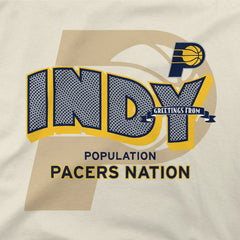 Indiana Pacers Stadium Essentials Unisex Greetings From T-Shirt Natural - NBA