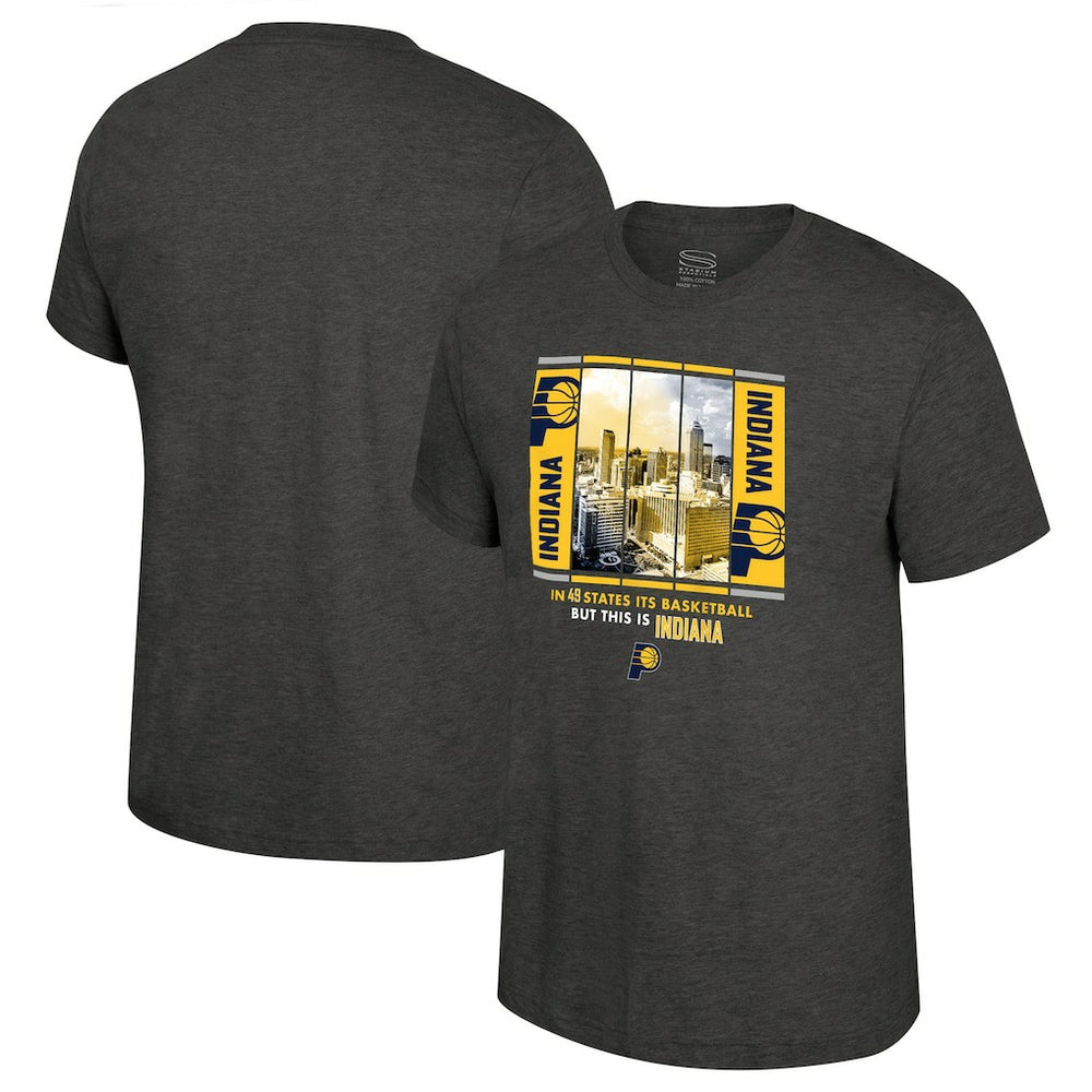 Indiana Pacers Stadium Essentials Unisex Skyline Boxout T-Shirt Charcoal - NBA