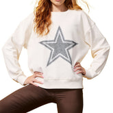 Dallas Cowboys Terez Women's Gems Fleece Crewneck Sweatshirt White | NFL