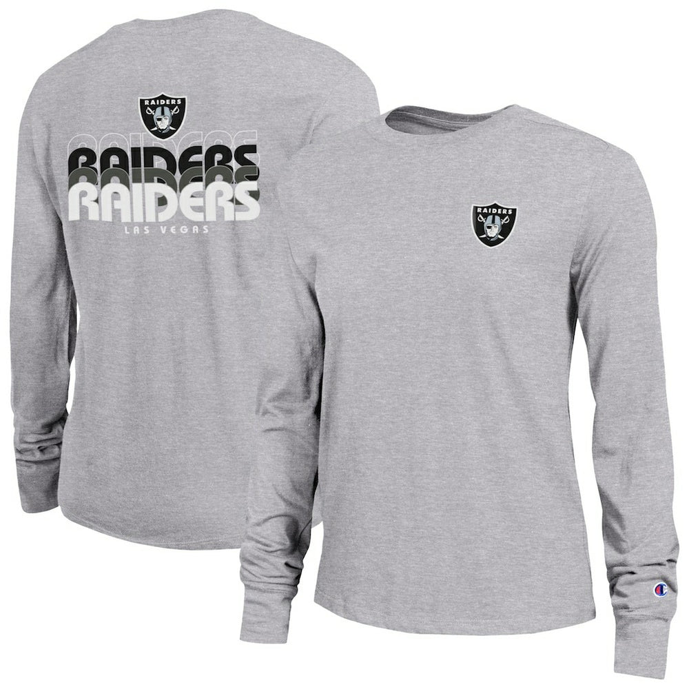 Las Vegas Raiders Champion Women's Core Long-Sleeve T-Shirt Heather Gray | NFL