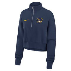 Milwaukee Brewers Nike Women's Primetime Phoenix Fleece Half-Zip Sweatshirt - MLB