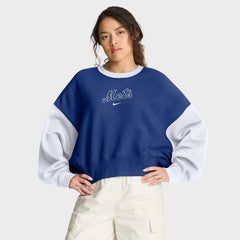New York Mets Nike Women's Oversized High Hip Fleece Sweatshirt - MLB