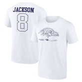 Lamar Jackson Baltimore Ravens Tonal Name & Number T-Shirt White | NFL